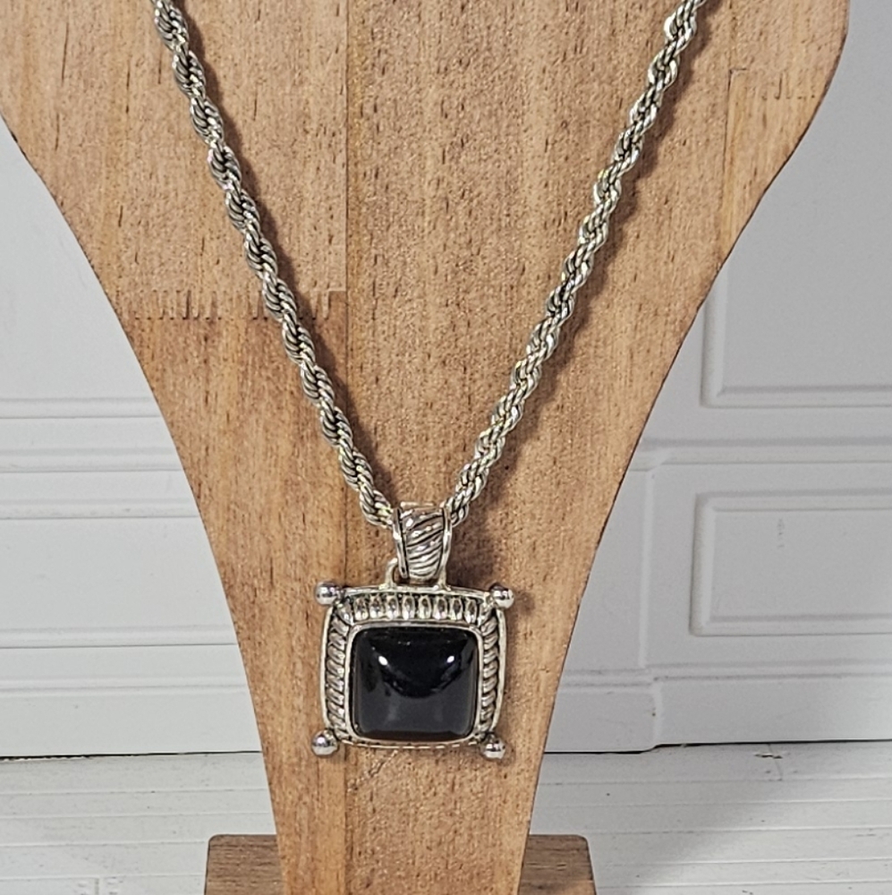 Heavy Sterling Silver Rope Chain W/ Premier Designs Pendant